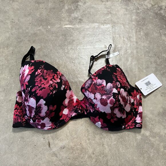 French Affair Bra Womens 40DD Floral Black Multicolor Adjustable‎ Strap - Picture 1 of 7